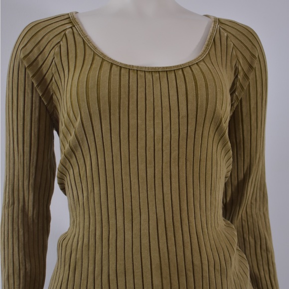 Knox Rose Indie Sleeze Green Ribbed Long-Sleeved Top, Size Medium - Picture 8 of 11